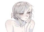  1girl bare_shoulders buttoniris looking_away open_mouth red_eyes solo tears two_(buttoniris) 