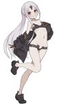  1girl abigail_williams_(fate) abigail_williams_(swimsuit_foreigner)_(fate) absurdres bangs bare_shoulders bikini black_bikini black_jacket blush breasts collarbone colored_skin fate/grand_order fate_(series) forehead full_body highres jacket keyhole kopaka_(karda_nui) long_hair long_sleeves looking_at_viewer navel open_clothes open_jacket parted_bangs red_eyes sidelocks small_breasts smile swimsuit third_eye white_hair white_skin 