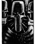  armor army black_background cable dark david_gallagher expressionless greyscale mechanical_parts monochrome necron no_humans robot science_fiction skeleton skull warhammer_40k 