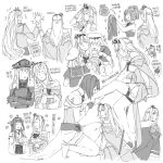  &gt;_&lt; 6+girls ahoge anger_vein ark_royal_(kancolle) bangs bismarck_(kancolle) blush bob_cut braid closed_eyes closed_mouth crossed_arms crown cup detached_sleeves dress english_text epaulettes flying_sweatdrops french_braid fur_trim globus_cruciger gloves greyscale hat headgear holding holding_cup janus_(kancolle) japanese_clothes jervis_(kancolle) kantai_collection kongou_(kancolle) long_hair long_sleeves military military_uniform mini_crown monochrome multiple_girls multiple_views nelson_(kancolle) nontraditional_miko off-shoulder_dress off_shoulder open_mouth peaked_cap ponytail sailor_collar sailor_dress sheffield_(kancolle) short_hair short_sleeves simple_background sleeveless sparkle sweat teacup thigh-highs tiara translation_request uniform warspite_(kancolle) weidashming 