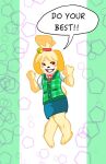  animal_crossing do_your_best dog isabelle_(animal_crossing) motivation 