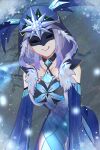  1girl absurdres bare_shoulders cicin_mage_(genshin_impact) collarbone cryo_cicin_mage_(genshin_impact) erlnr fur-trimmed_hood fur_trim gem genshin_impact highres hood huge_filesize mask short_hair snowflakes snowing tongue tongue_out white_hair 