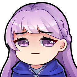  1girl bangs braid cloak commission commissioner_upload disappointed dress expressionless fire_emblem fire_emblem:_the_binding_blade french_braid hwa_rangi long_hair lowres purple_hair sophia_(fire_emblem) transparent_background violet_eyes 