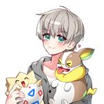  &gt;_&lt; 1girl ^_^ alternate_costume bangs blue_eyes blush character_request closed_eyes collarbone eyebrows_visible_through_hair flat_chest gen_2_pokemon hair_behind_ear head_tilt heart hime_gongju holding holding_pokemon looking_at_viewer nijisanji nijisanji_kr oh_jiyu pokemon pokemon_(creature) shirt silver_hair smile solo_focus togepi tongue tongue_out upper_body v-shaped_eyebrows virtual_youtuber white_shirt 