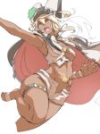  1girl armpits beltbra breasts clover dark-skinned_female dark_skin four-leaf_clover guilty_gear guilty_gear_xrd highres oegori21 orange_eyes platinum_blonde_hair ramlethal_valentine short_shorts shorts thigh_strap under_boob white_headwear 