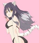  1girl animal_ears black_swimsuit breasts highres kuroha_uma long_hair looking_at_viewer open_mouth princess_connect! shiori_(princess_connect!) solo swimsuit tail tiger_ears tiger_tail 