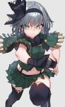  1girl alternate_costume black_bow black_hairband black_neckwear black_ribbon bob_cut bow bowtie breasts glasses green_vest hair_ribbon hairband highres katana konpaku_youmu ribbon short_hair silver_hair small_breasts solo sword thigh-highs thupoppo touhou vest weapon 