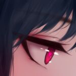  1girl bangs black_hair eyes from_side heart heart-shaped_pupils highres original red_eyes shimmer solo symbol-shaped_pupils 