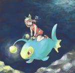  1girl alternate_costume artist_request bandana fish haruka_(pokemon) haruka_(pokemon)_(remake) hat lanturn light pokemon pokemon_(creature) pokemon_(game) pokemon_rse riding shiny underwater 