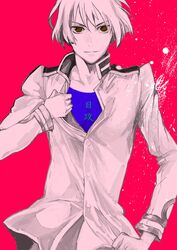  axis_powers_hetalia brown_eyes japan_(hetalia) jojo_no_kimyou_na_bouken male military military_uniform mooche parody pose solo uniform 