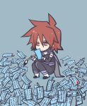  blood brown_eyes brown_hair chibi ink kratos_aurion male paintbrush short_hair simple_background solo tales_of_symphonia 