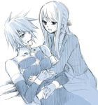  anna_irving blood couple fingerless_gloves kratos_aurion laying monochrome simple_background sketch tales_of_symphonia tears 