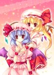  2girls blue_hair flandre_scarlet fukase_ayaka fukaseayaka hat red_eyes remilia_scarlet siblings sisters touhou wings 