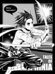  buttons lloyd_irving male monochrome short_hair solo sword tales_of_symphonia 