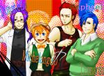  4boys artist_request blonde_hair blue_eyes blue_hair brown_eyes crossed_arms donatello earrings glasses hairclip hat jewelry labcoat leonardo long_hair male michelangelo open_mouth personification piercing purple_hair raphael redhead sai_(weapon) short_hair smile sweater teenage_mutant_ninja_turtles tmnt wristband yellow_eyes 