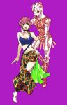  bare_shoulders boots breasts cleavage curly_hair green_eyes jojo_no_kimyou_na_bouken math midriff navel pink_hair short_hair skirt spice_girl_(stand) stand_(jojo) trish_una 