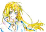  blonde_hair blue_eyes colette_brunel collar female long_hair simple_background solo tales_of_symphonia watercolor 