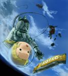  astronaut blonde_hair candy_bar metal_gear_solid parody planetes sky 