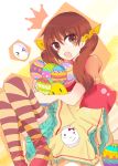  blush blush_stickers brown_hair easter easter_egg easters egg hair_ribbon long_hair pantyhose ribbon solo striped 