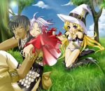  .hack .hack//ai_buster .hack//link albireo blonde_hair cloud clouds elf grass hat heterochromia hokuto hokuto_(.hack//) k-dama lycoris_(.hack//) nature outdoors outside pointy_ears sky staff tree witch_hat 