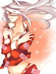  animal_ears bad_id breasts cat_ears cleavage fujiwara_no_mokou haihai kemonomimi_mode long_hair midriff navel pajamas panties red_eyes red_panties shirt_lift silver_hair solo standing striped striped_panties touhou underwear 