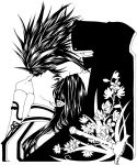  anna_irving couple flower kratos_aurion long_hair monochrome short_hair sword tales_of_symphonia 