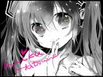  bad_id bare_shoulders hatsune_miku konako long_hair monochrome portrait smile solo sparkle spot_color twintails vocaloid 