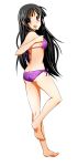  akiyama_mio barefoot bikini black_hair k-on! long_hair looking_back pon8059 swimsuit violet_eyes 