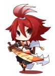  .hack//g.u. antenna_hair brown_eyes chibi midriff navel red_hair redhead reku short_hair sword weapon yowkow 