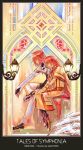  anna_irving boots couple kratos_aurion long_hair redhead short_hair sitting stained_glass tales_of_symphonia window 