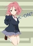  atya_(next-door) blazer k-on! lowres miura_akane parody pink_hair school_uniform solo 