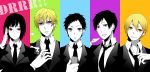  column_lineup durarara!! formal glasses heiwajima_shizuo kida_masaomi necktie orihara_izaya phone ryuugamine_mikado shivue smoking sonohara_anri suit sunglasses 