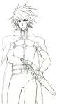  fingerless_gloves kratos_aurion male short_hair sketch solo sword tales_of_symphonia 