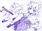 basket dowsing_rod dowsing_rods monochrome mouse mouse_ears nazrin prehensile_tail purple tail touhou traditional_media vent_arbre