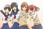  bad_id baseball_bat black_hair brown_eyes brown_hair dirt flower green_eyes hair_flower hair_ornament head_wreath long_hair mino_mokkori misaka_mikoto saten_ruiko school_uniform serafuku shirai_kuroko short_hair sweater_vest to_aru_kagaku_no_railgun to_aru_majutsu_no_index twintails uiharu_kazari 