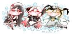  3girls :3 abyssal_ship barnacle batavia_princess beret black_hair chibi clam_shell closed_eyes commentary dated entombed_air_defense_guardian_princess glasses hat hi_ye ice kantai_collection long_hair lunga_ocean_heavy_cruiser_princess lying makeshift_bra multicolored_hair multiple_girls nautilus_(animal) on_back orthocone redhead sidelocks signature twitter_username two-tone_hair white_hair 