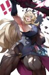  ! !! 1girl abs absurdres armor armpits bangs bare_shoulders biceps black_dress black_gloves blonde_hair blue_eyes blush breasts brown_legwear chain covered_navel crossed_bangs dress elbow_gloves fate/grand_order fate_(series) gauntlets gawain_(fairy_knight)_(fate) gloves hair_between_eyes heterochromia highres horns large_breasts long_hair looking_at_viewer muscular muscular_female open_mouth pantyhose pauldrons pelvic_curtain red_eyes shoulder_armor sideboob single_gauntlet single_glove single_pauldron solo sword thick_thighs thighs toned torn_clothes torn_dress weapon yoshio_(55level) 