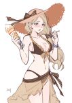  1girl absurdres bikini black_bikini black_bow blue_eyes blush bow breasts commentary cowboy_shot cute da-cart fire_emblem fire_emblem:_three_houses fire_emblem:_three_houses fire_emblem_16 fire_emblem_heroes food front-tie_bikini front-tie_top hair_bow hand_up hat hat_bow highres holding holding_spoon ice_cream intelligent_systems long_hair medium_breasts mercedes_von_martritz navel nintendo open_mouth sarong see-through silver_hair simple_background solo spoon standing stomach sun_hat sundae super_smash_bros. swimsuit white_background work_in_progress 