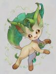  :d artist_name brown_eyes commentary_request full_body gen_4_pokemon happy highres kikuyoshi_(tracco) leafeon no_humans open_mouth paws pokemon pokemon_(creature) shiny signature smile solo toes tongue 