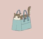  animal_focus avogado6 bag blue_bag cat highres in_bag in_container no_humans original pink_background simple_background 