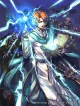  1boy artur_(fire_emblem) book company_name fire_emblem fire_emblem:_the_sacred_stones fire_emblem_cipher holding holding_book holding_weapon kinoshita_kotetsu light light_rays magic official_art weapon zombie 