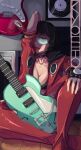  1girl black_hair boots fingerless_gloves gloves guilty_gear guilty_gear_strive hat hat_removed headwear_removed highres i-no jacket looking_at_viewer red_jacket red_legwear short_hair sunglasses thigh-highs thigh_boots venus_symbol 