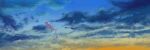  clouds facing_away flying gen_1_pokemon kokesa_kerokero mew mythical_pokemon no_humans outdoors pokemon pokemon_(creature) sky solo sparkle sunset twilight 