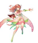  1girl alternate_costume bangs bare_shoulders book bridal_gauntlets cape celica_(fire_emblem) detached_collar dress earrings fire_emblem fire_emblem_echoes:_shadows_of_valentia fire_emblem_heroes flower frilled_skirt frills full_body gradient gradient_clothes hair_ornament hairband highres holding holding_book jewelry kaekae long_hair looking_away official_art open_book open_mouth pink_dress red_eyes redhead shiny shiny_hair shoes skirt sleeveless thigh-highs transparent_background zettai_ryouiki 