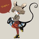  alternate_costume animal_ears black_skirt bright_pupils brooch clothes_lift commentary_request full_body grey_background grey_hair grey_shirt jewelry long_sleeves looking_at_viewer mouse_ears mouse_tail nazrin open_mouth pantyhose red_eyes red_legwear see-through shirt shoes skirt skirt_lift smile sparkle tail touhou translation_request white_pupils yellow_footwear yt_(wai-tei) 