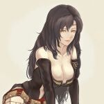  1girl bangs bare_shoulders black_hair breasts circlet closed_mouth detached_sleeves fire_emblem fire_emblem:_the_blazing_blade large_breasts looking_at_viewer nonji_(sayglo_halo) sonia_(fire_emblem) upper_body yellow_eyes 