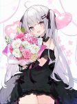  1girl ahoge dress eyebrows_visible_through_hair grey_hair highres indie_virtual_youtuber long_hair looking_at_viewer muryotaro shanoa_(vtuber) silver_hair solo two_side_up violet_eyes virtual_youtuber 