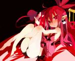  1girl ass bare_legs demon_girl demon_tail demon_wings disgaea etna flat_chest highres looking_at_viewer makai_senki_disgaea miyakawa106 pointy_ears red_eyes redhead short_hair slit_pupils solo tail twintails wings 