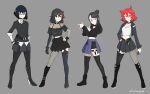  absurdres black_hair blue_eyes diooksan glasses highres kagari_atsuko kill_la_kill kiryuuin_satsuki little_witch_academia matoi_ryuuko redhead ursula_charistes 