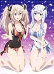  2girls bikini cleavage collarbone eyebrows_visible_through_hair maou_gakuin_no_futekigousha misha_necron sasha_necron swimsuit thighs twintails 